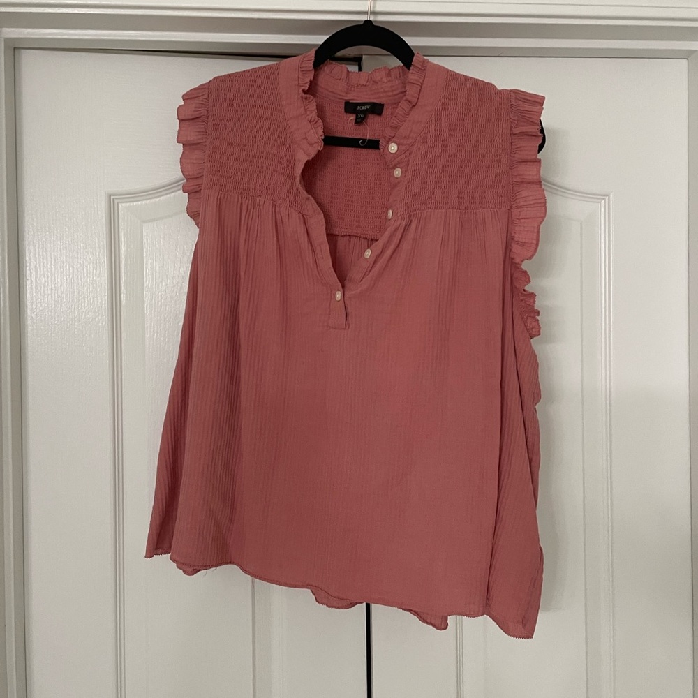 J. Crew Rose Pink Ruffle Sleeve Blouse